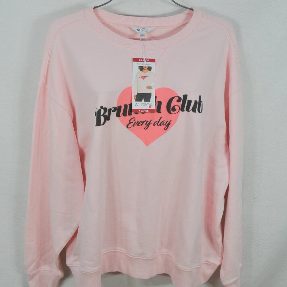 Share WILDFOX Women's Sweatshirt XL Pink Crew Neck Brench Club Every Day Top